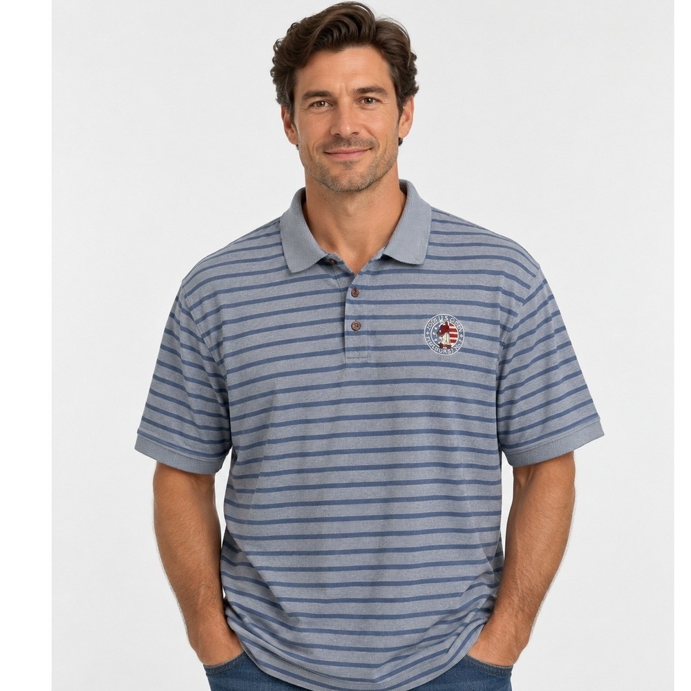 Pinehurst Collection 2005 US Open Golf Polo Mens XXL Blue Gray Stripe Cotton